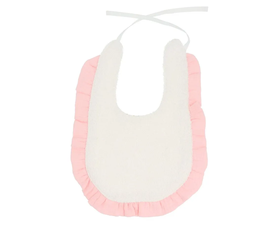 Cristina de Jos'h Babero Algodón Volante Rainbow Dots Rosa Personalizable^ Baberos Personalizados