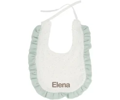 Cristina de Jos'h Babero Algodón Volante Rainbow Dots Verde Personalizable