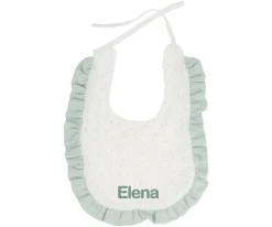 Cristina de Jos'h Babero Algodón Volante Rainbow Dots Verde Personalizable