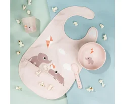 Done by Deer Babero con Velcro Playground Powder^ Baberos Impermeables