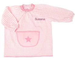 Tutete Textil Babi con Bolsillo Central Estrella Rosa Personalizable^ Babis Escolares