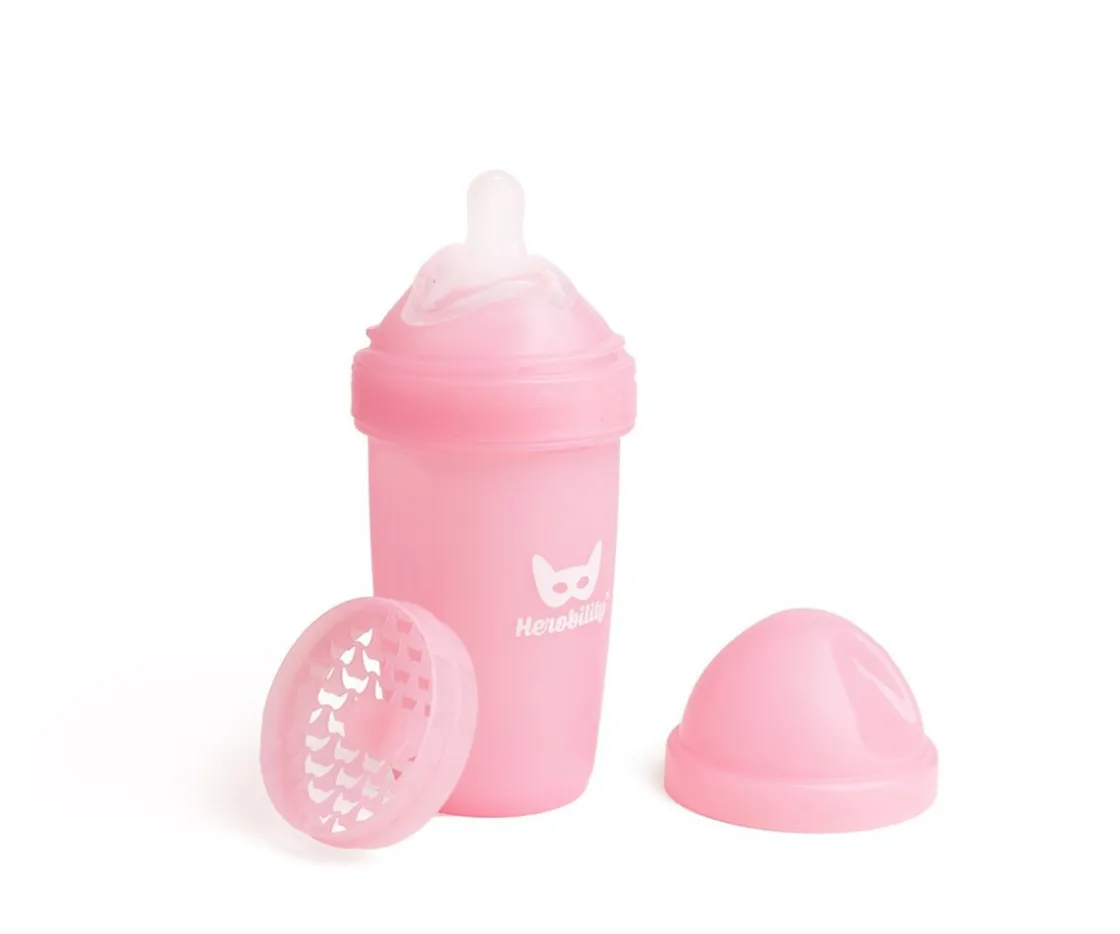 Herobility Biberón Anticólico Rosa 240ml^ Biberones