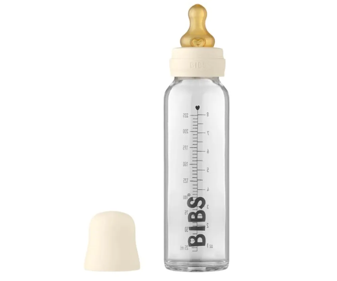 BIBS Biberón Cristal Ivory 225ml + Funda Biberón Large^ Biberones