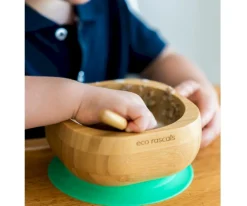 Ecorascals Bol Bambú Azul Eco con Cuchara^ Vajilla Infantil