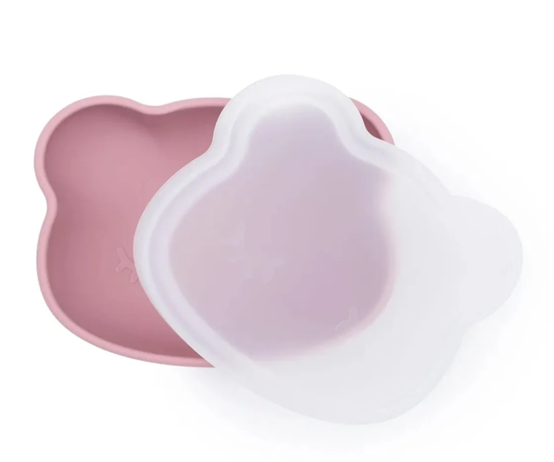 We Might Be Tiny Bol con Ventosa y Tapa Oso Dusty Rose^ Vajilla Infantil