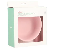 Tutete Bol Silicona + Cuchara Acero Light Pink^ Vajilla Infantil