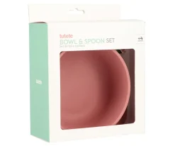 Tutete Bol Silicona + Cuchara Acero Brick Blush^ Vajilla Infantil