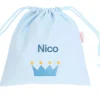 Tutete Textil Bolsa Merienda Personalizada Piqué Corona Azul