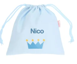 Tutete Textil Bolsa Merienda Personalizada Piqué Corona Azul