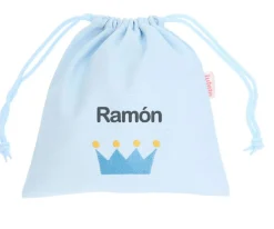 Tutete Textil Bolsa Merienda Personalizada Piqué Corona Azul