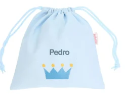 Tutete Textil Bolsa Merienda Personalizada Piqué Corona Azul