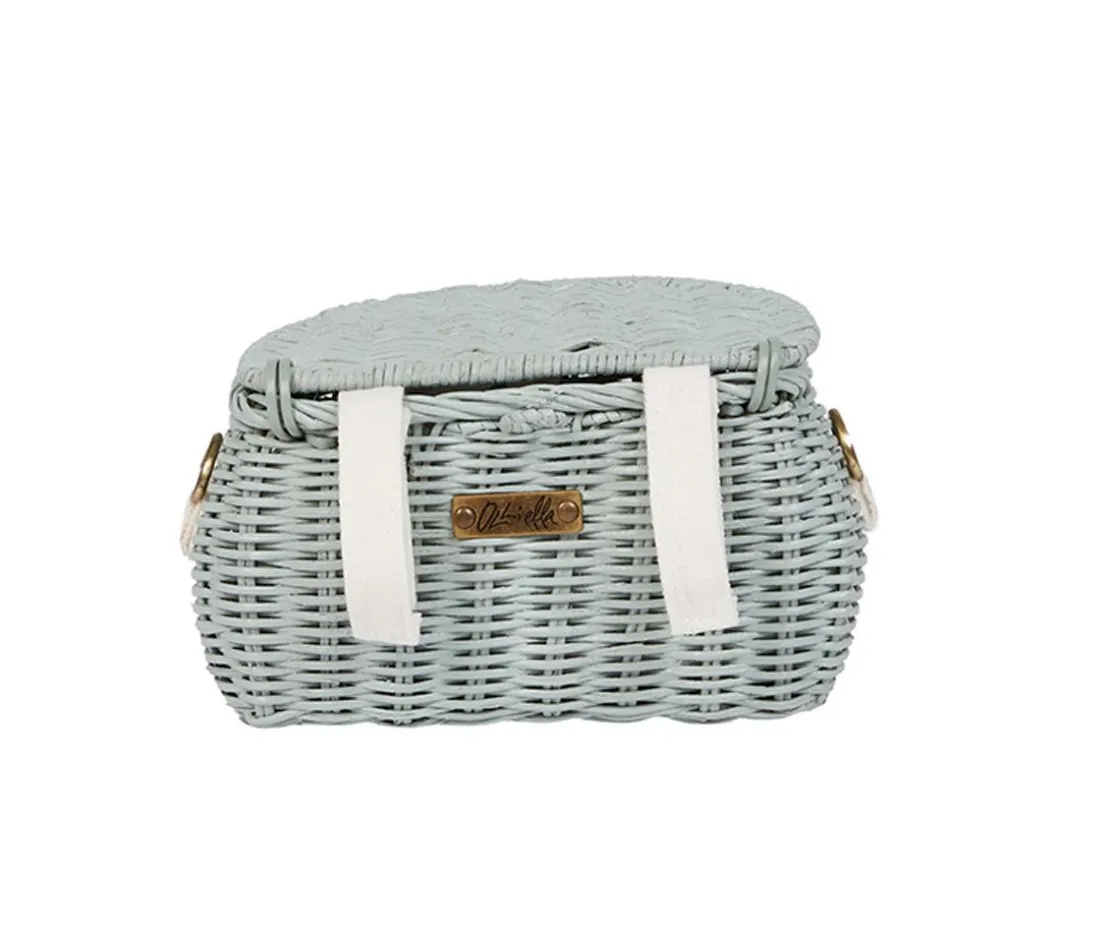 Niños Olli Ella Bolsito Ratán Mini Chari Vintage Blue