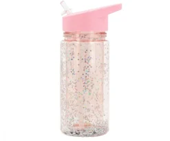 Tutete Botella Plástico con Pajita Glitter Stars Pink Personalizable^ Botellas De Plástico