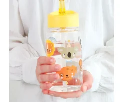 A Little Lovely Company Botella Plástico con Pajita Personalizable Animal Friends 450ml^ Botellas De Plástico
