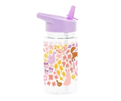 A Little Lovely Company Botella Plástico con Pajita Personalizable Flowers Garden 450 ml^ Botellas De Plástico