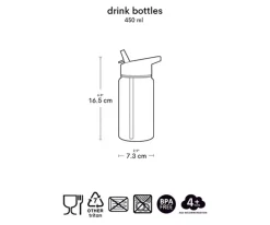 A Little Lovely Company Botella Plástico con Pajita Personalizable Flowers Garden 450 ml^ Botellas De Plástico