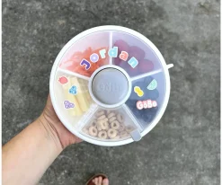 GöBe Caja Almuerzo Snack Spinner Flip, Correa de Mano y Hoja de Pegatinas Macaron Blue^ Cajas De Almuerzo