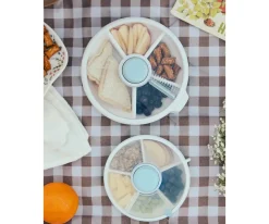 GöBe Caja Almuerzo Snack Spinner Flip, Correa de Mano y Hoja de Pegatinas Macaron Blue^ Cajas De Almuerzo