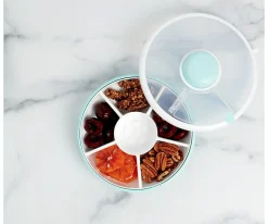 GöBe Caja Almuerzo Snack Spinner Flip, Correa de Mano y Hoja de Pegatinas Macaron Blue^ Cajas De Almuerzo