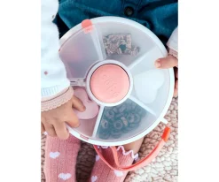 GöBe Caja Almuerzo Snack Spinner Flip, Correa de Mano y Hoja de Pegatinas Coral Pink
