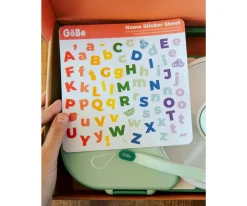 GöBe Caja Almuerzo Snack Spinner Flip, Correa de Mano y Hoja de Pegatinas Mint Green
