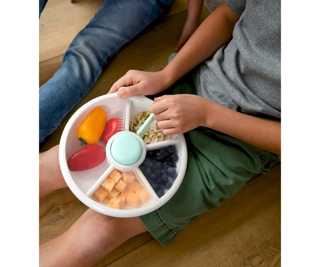 GöBe Caja de Almuerzo Grande Snack Spinner Slide con Hoja Pegatinas Macaron Blue^ Cajas De Almuerzo