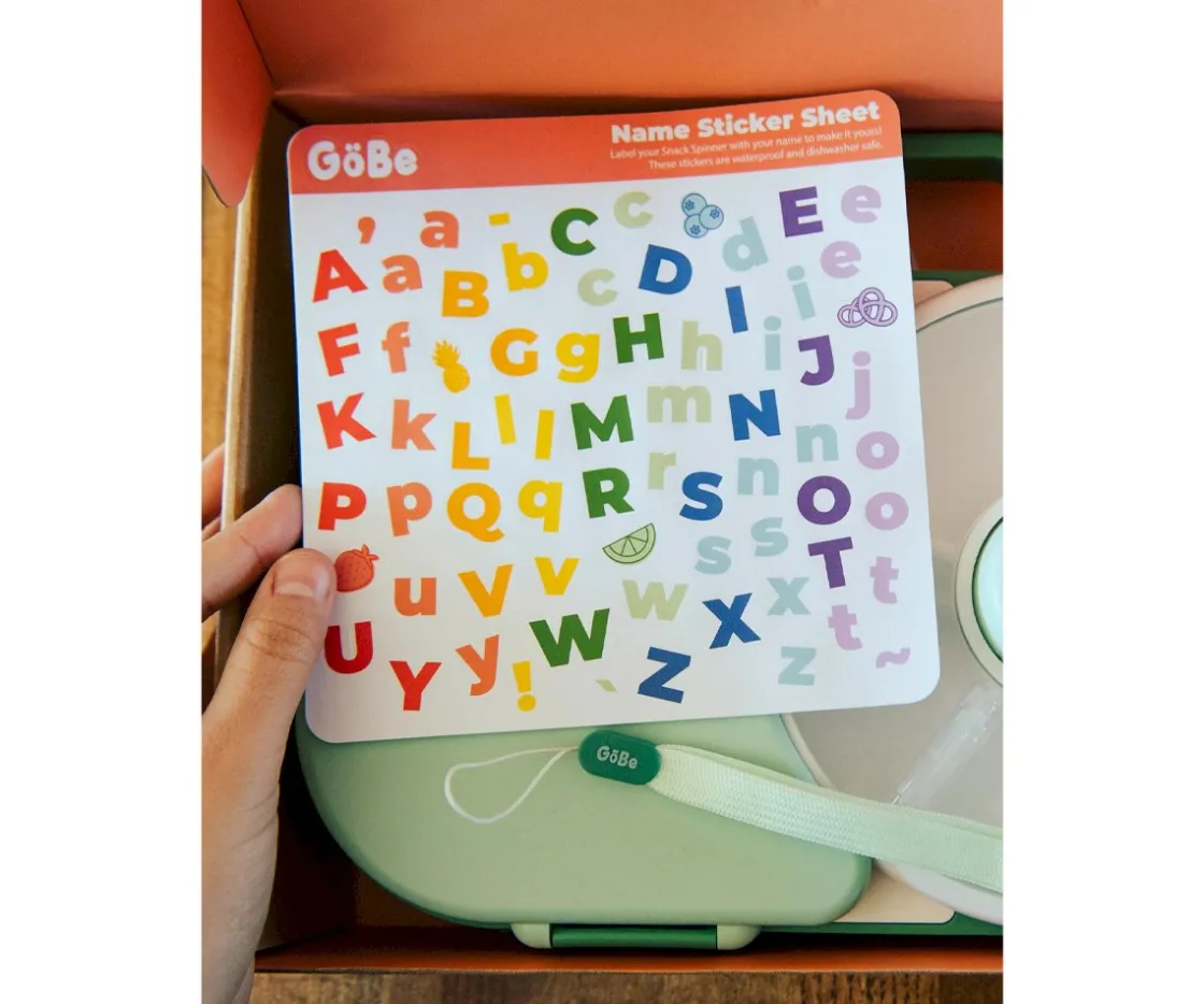 GöBe Caja de Almuerzo Grande Snack Spinner Slide con Hoja Pegatinas Macaron Blue^ Cajas De Almuerzo