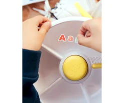 GöBe Caja de Almuerzo Grande Snack Spinner Slide con Hoja Pegatinas Macaron Blue^ Cajas De Almuerzo