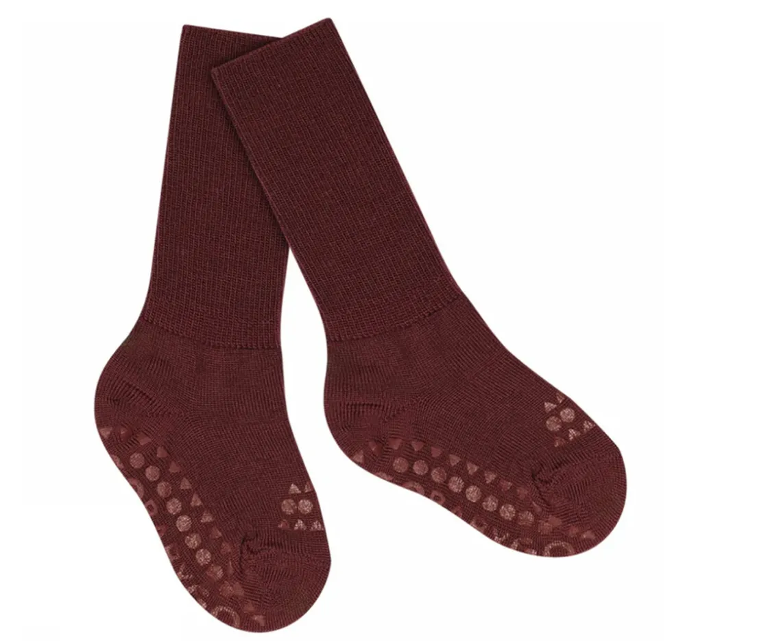 GoBabyGo Calcetines Suela Antideslizante Lana Merino Wine Red^ Gateo