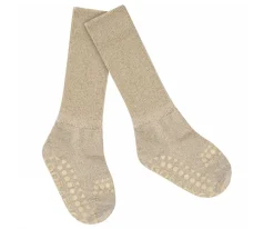 GoBabyGo Calcetines Suela Antideslizante Bambú Glitter Champagne Beige^ Gateo