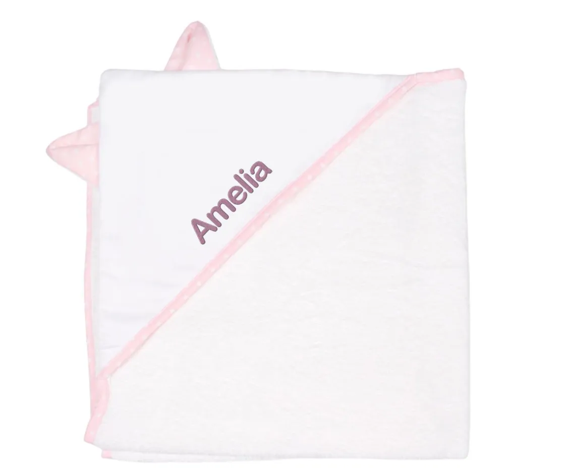 Cristina de Jos'h Capa de Baño Orejitas Classic Star Rosa Personalizable^Niños Capa De Baño Bebé