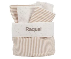 Cristina de Jos'h Cesta con Secababitas Dorset Beige Personalizable^Niños Organizadores De Baño