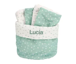 Niños Cristina de Jos'h Cesta con Secababitas Mini Star Verde Personalizable