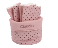 Cristina de Jos'h Cesta con Secababitas Mini Star Pink Personalizable^Niños Organizadores De Baño