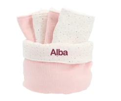 Cristina de Jos'h Cesta con Secababitas Rainbow Dots Rosa Personalizable^Niños Organizadores De Baño