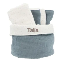 Cristina de Jos'h Cesta con Secababitas Rainbow Dots Azul Personalizable^Niños Organizadores De Baño