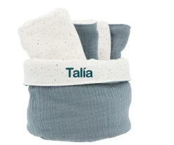 Cristina de Jos'h Cesta con Secababitas Rainbow Dots Azul Personalizable^Niños Organizadores De Baño