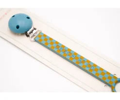 Grech & Co Chupetero Silicona Checks Laguna+Wheat^ Chupeteros