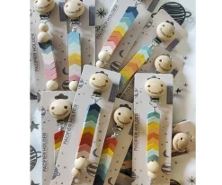 The Cotton Cloud Chupetero Silicona Chevron Rainbow^ Chupeteros