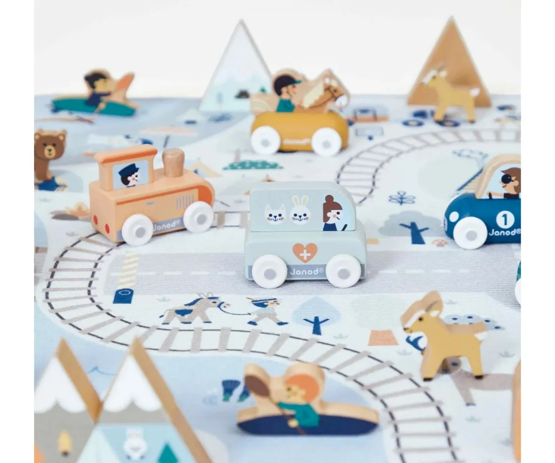 Niños Janod Coche de Madera Valle Nevado Cross Roads Mostaza