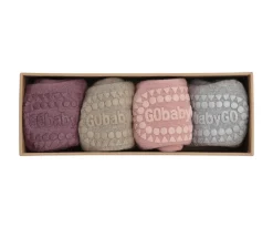 GoBabyGo Combo Box Calcetines Suela Antideslizante Algodón Misty Plum, Sand, Soft Pink, Grey Melange^ Gateo