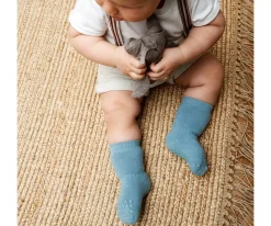 GoBabyGo Combo Box Calcetines Suela Antideslizante Algodón Dark Grey Melagne, Dusty Blue, Navy Blue^ Gateo