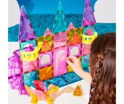 Niños Magna-Tiles Construcción Castle DLX + microMAGS