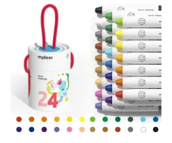 MiDeer Cubo de 24 Crayones Silky Secado Rápido, Suaves y Lavables^Niños Manualidades Para Niños
