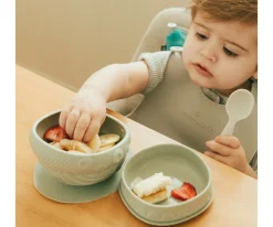 Miniware Cuenco de Silicona con Tapa y Ventosa Sage^ Vajilla Infantil