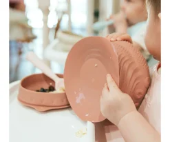 Miniware Cuenco de Silicona con Tapa y Ventosa Rasberry^ Vajilla Infantil