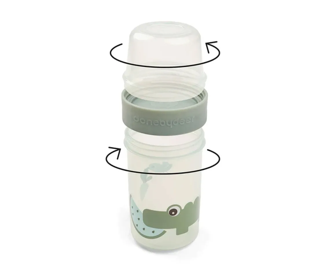 Done by Deer Dispensador Doble L Croco Green^ Fiambreras Infantiles