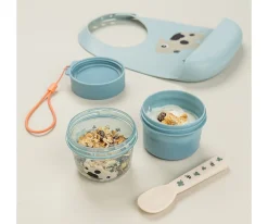 Done by Deer Dispensador Doble S Tiny Farm Blue^ Fiambreras Infantiles