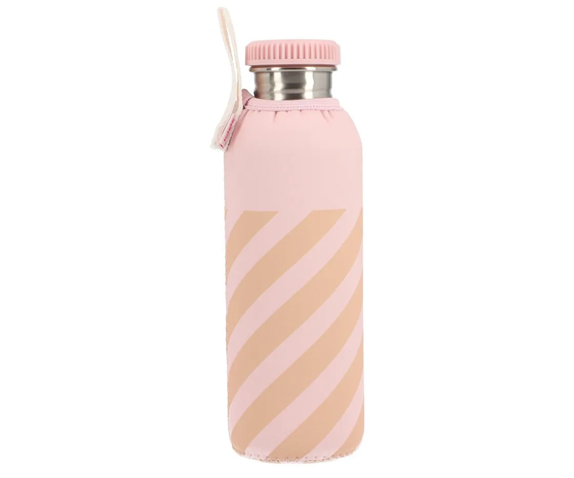 Monnëka Funda Neopreno Stripes Pink 750ml Personalizable^ Botellas Para Personalizar