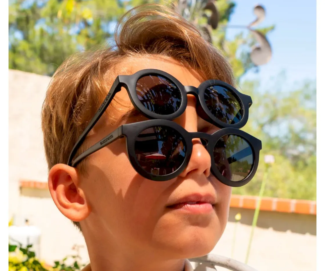 Grech & Co Gafas de Sol Infantil Polarizadas Round (18meses-8años) Black^Niños Gafas De Sol Para Niños